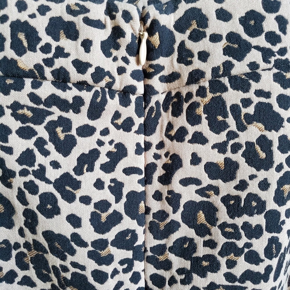 LOFT plus leopard print woven shift Mini skirt, 38", black/ brown - Picture 7 of 11